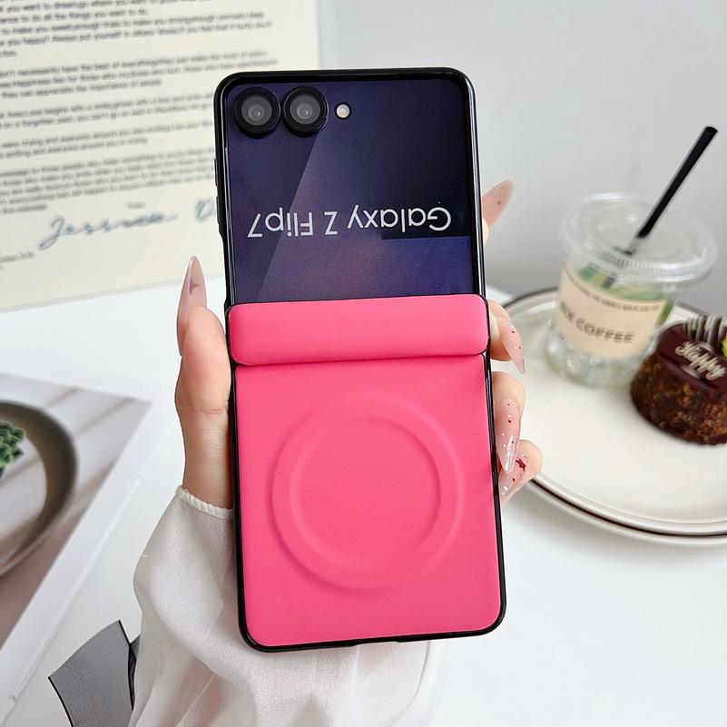 

Slim Leather Magnetic Ring Case for Samsung Z Flip 7 flip 7 fe Galaxy Z Flip 6 5 Foldable with Hinge Protective Cover Galaxy Z Flip7