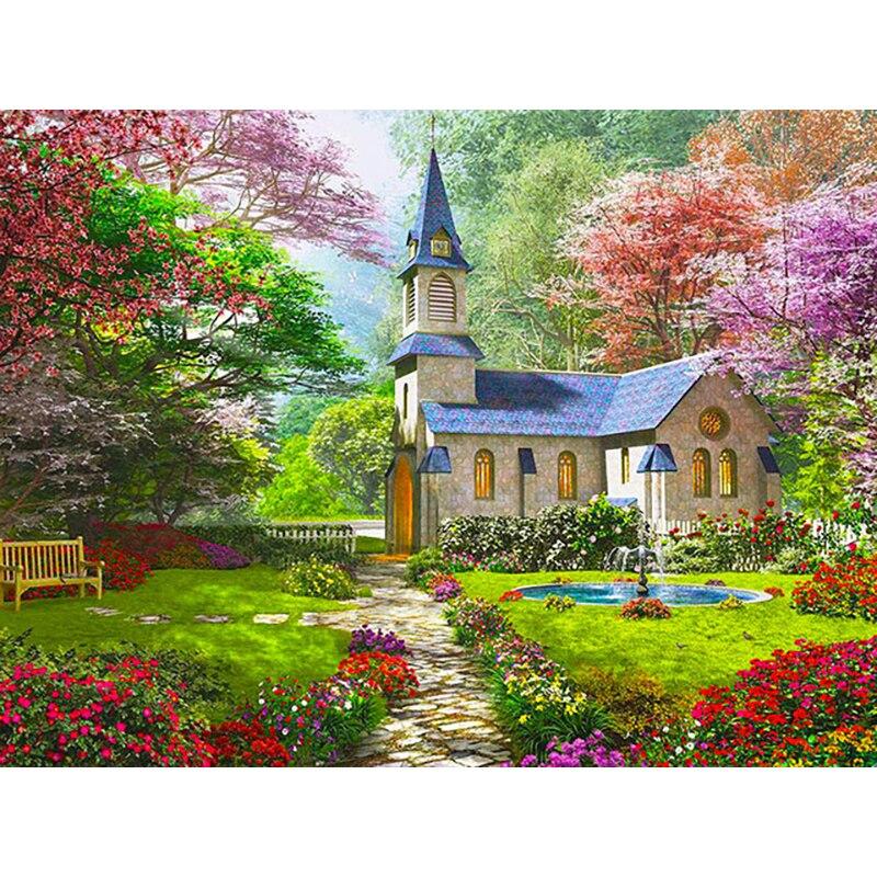 

5D DIY алмазная живопись Цветное дерево фотографии Алмазная вышивка пейзаж озеро стразы ремесла полный круглый домашний декор подарок Full Round 15x20CM