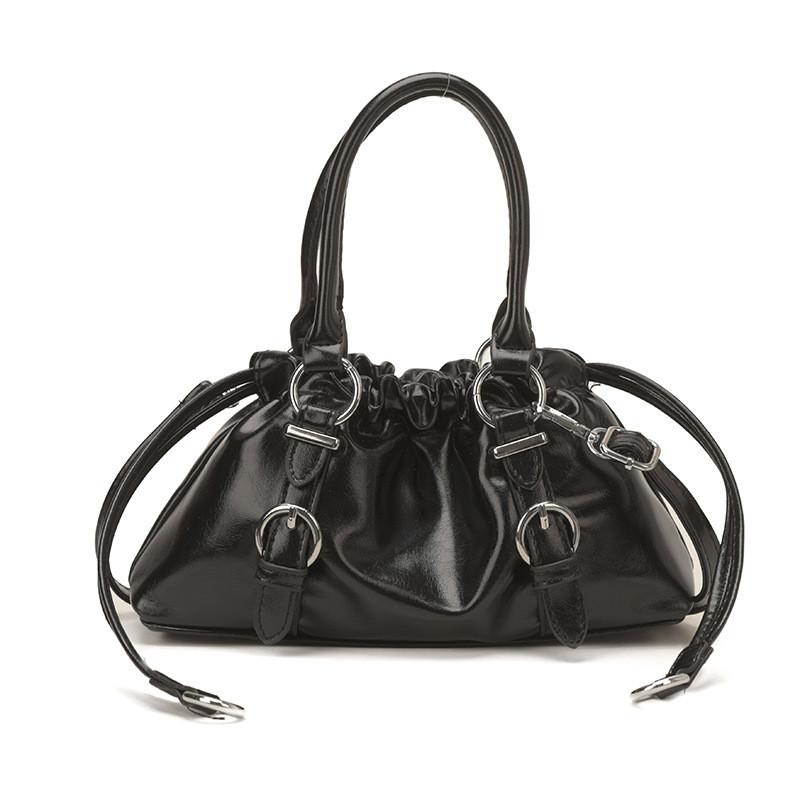 IELGY Soft Leather Pleated Portable Cloud Bag Shoulder Crossbody Female Bag