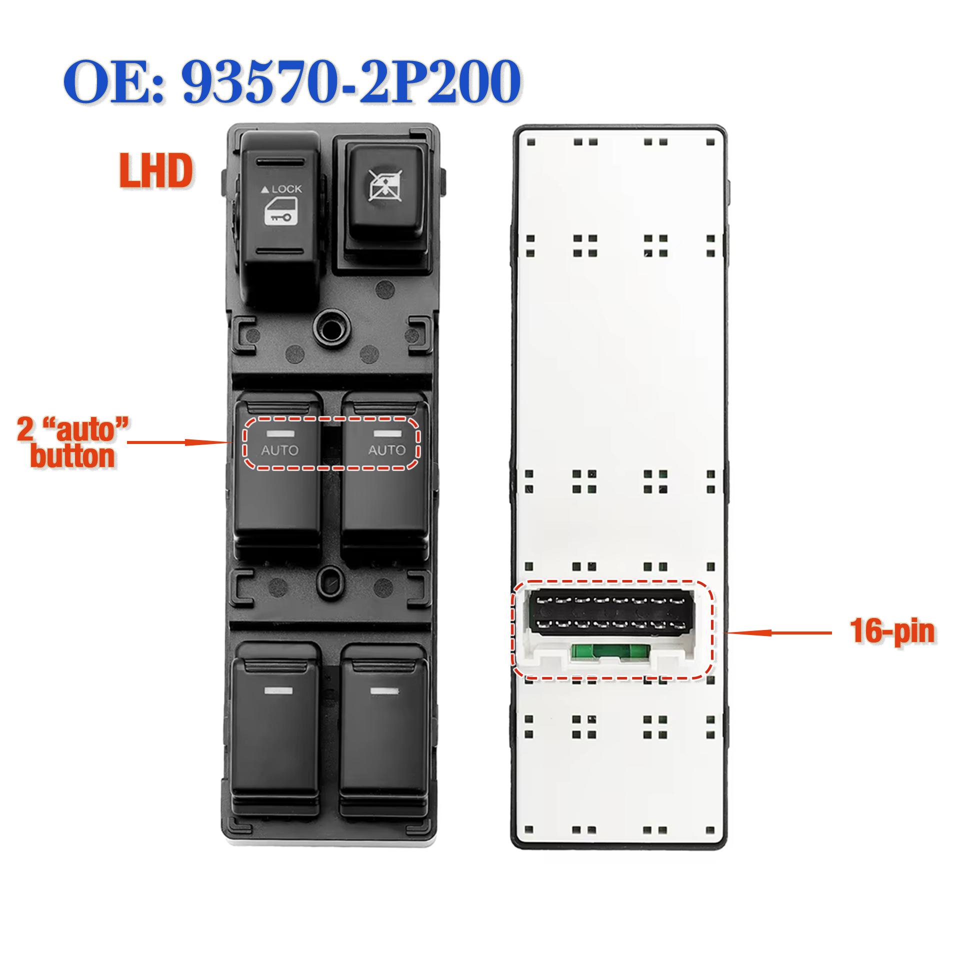 93570-2P200 For KIA Sorento 2010 2011 2012,Front Left Driver Electric Master Power Window Switch Glass Lifter Control Button LHD93570-2P200