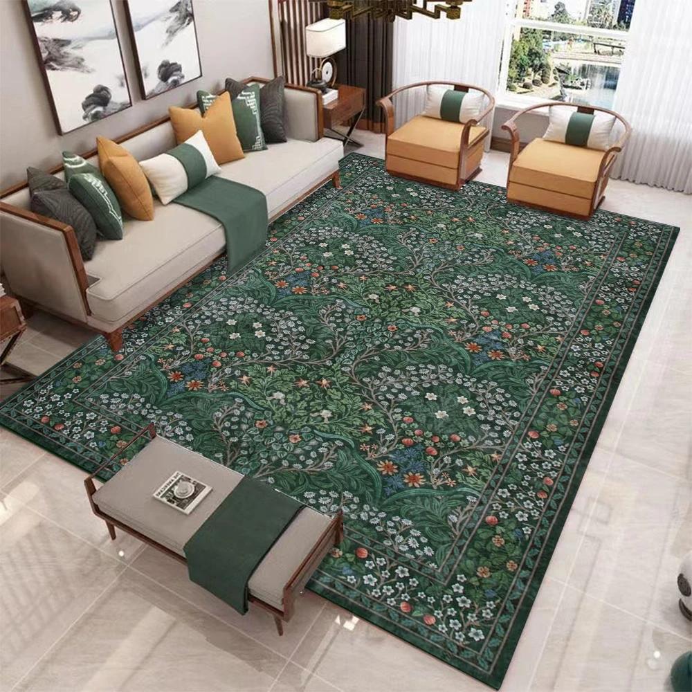 Retro Boho Persia Floral Plants Carpet Living Room Bedroom Balcony Sofa Table Door Entrance Rug Non-slip Washable Home Decor Mat