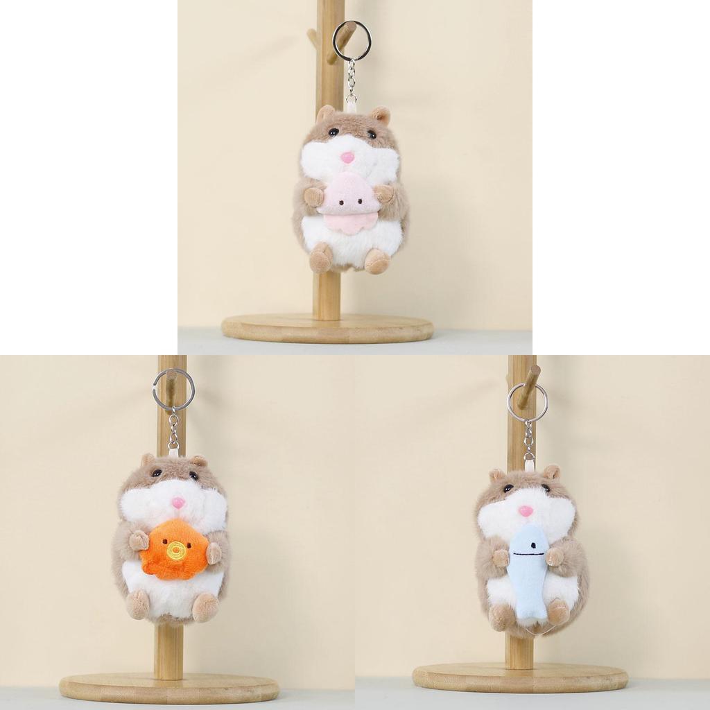 Plush Hamster Keychain Cute Cartoon Toy For School Backpack Kids Gift