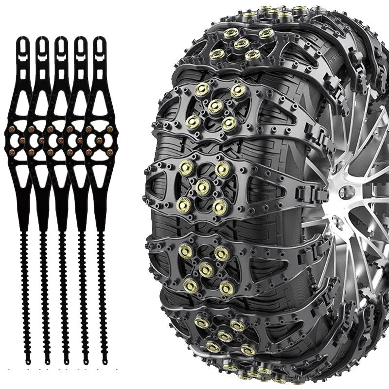 Universal Self-Tightening Snow Chains for Cars SUVs and Trucks Enhanced Traction for Ice and Snow Easy Installation