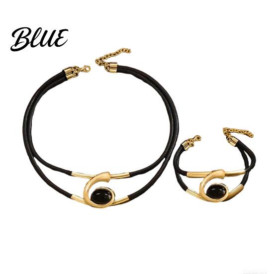 Jewelry Collection 2Pcs/Set Necklace Bracelet Set Sparkling Rhinestones Inlaid Women