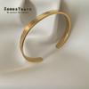 European and American Simple Smooth Gold Stainless Steel Cuff Bracelets For Men and Women Jewelry Party Girl's Bracelets