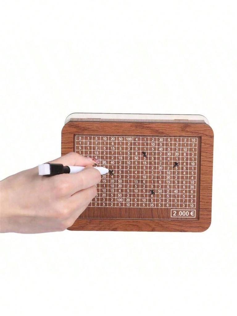 Wooden piggy bank with a large capacity for 161 days. The piggy bank only has access to DIY digital texture coin storage box