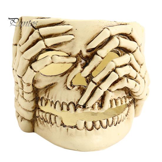 Skull Candle Holder Resin Tea Light Holder Gothic Candlestick Halloween Party Tabletop Decor for Home Room Living Room