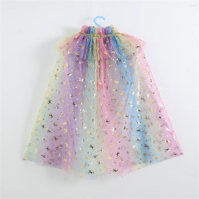 Girls Lightweight Sheer Princess Cape for Fantasy Dressing Up and Birthday Parties Soft Nylon Fabric Costume Accessory