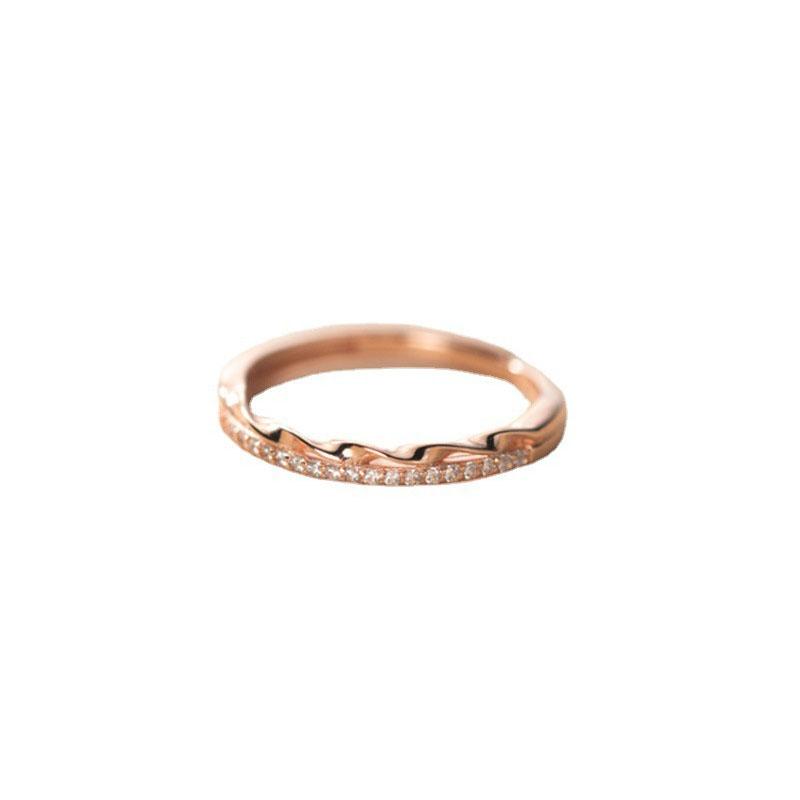ANENJERY Bague ajustable à texture torsadée en zircon pour femme, design simple, accessoires personnels pour étudiants