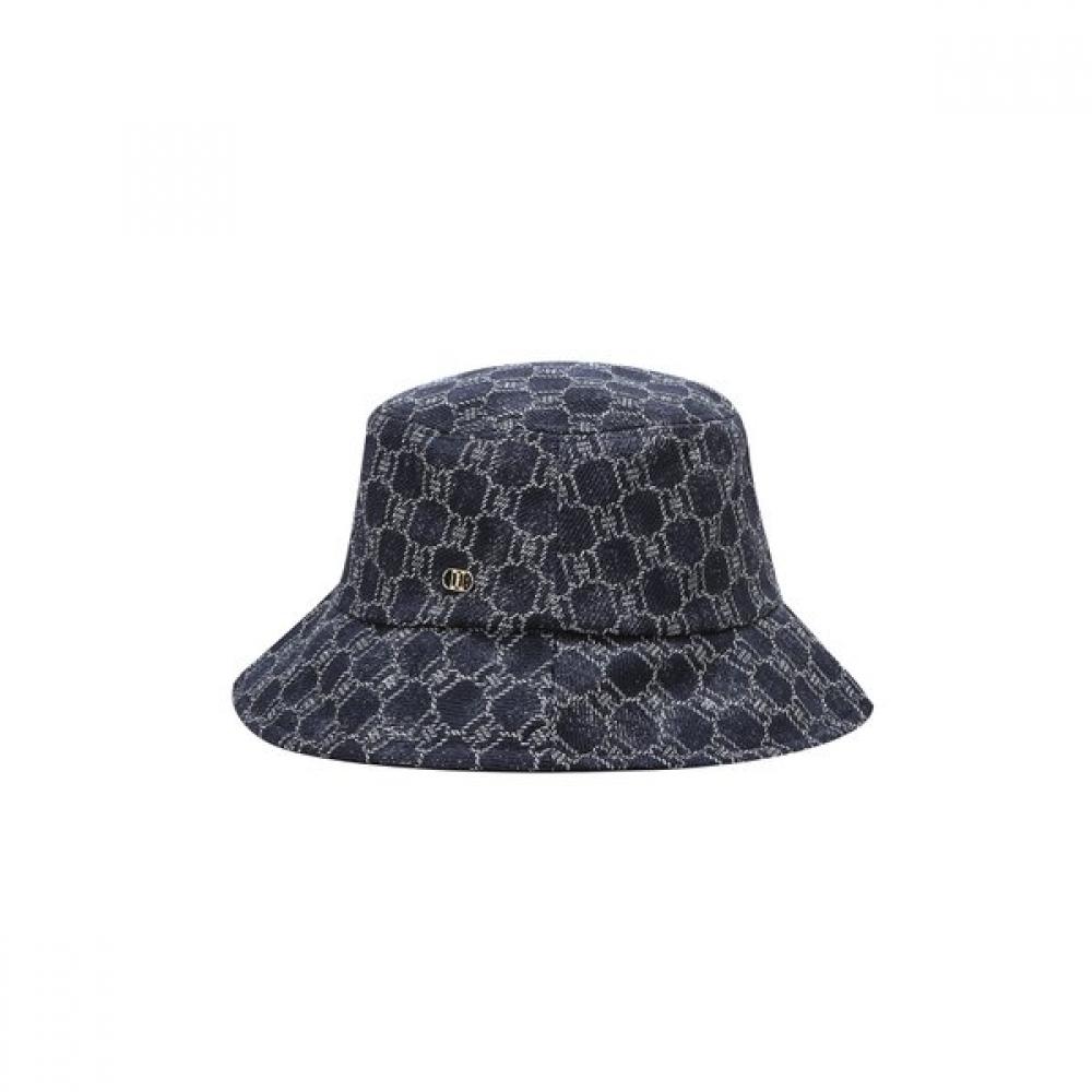 Daks Navy Logo Pattern Cotton Blend Denim Bucket Hat Dbhe4fp25n2