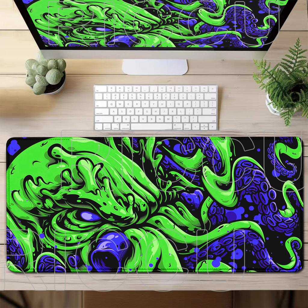 Oktopus Meeresungeheuer Punk Mauspad Groß Gamer Tastatur Schreibtischmatte Computer Gaming Matte XXL Erweitert 30x60cm Büro PC Zubehör