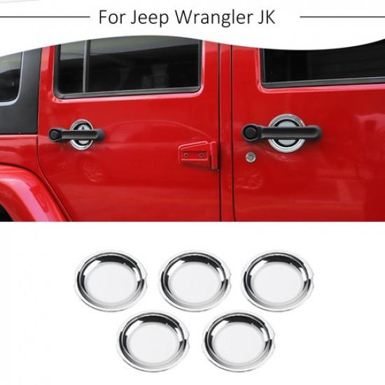 Chrome Door Handle Bowl Bezel Decal Cover Trims For Jeep Wrangler JK JKU 2007-17