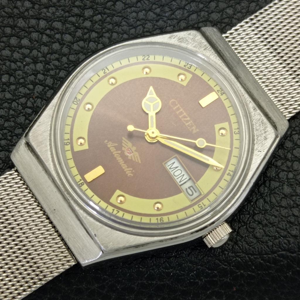 Citizen AUTOMATIC VINTAGE 8200 JAPAN MENS BROWN COLOR DIAL WATCH A702135-5 R208-a702135