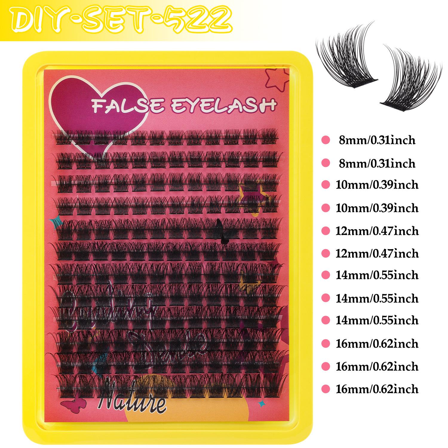 

Набор для наращивания ресниц своими руками, одинарные пучки 240 пучков густых завитых больших глаз D-завитые ресницы