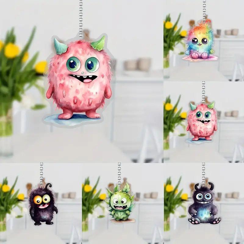 Delightful Acrylic Monster Hanging Keychain Multifunctional Car Decoration Gift For Occasions Festive