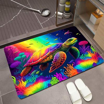 Blase Ozean Schildkröte Wohnzimmer Schlafzimmer Teppich Große Größe Realistisches Design mit Korallen Element Rutschfester Teppich für Heimdekoration