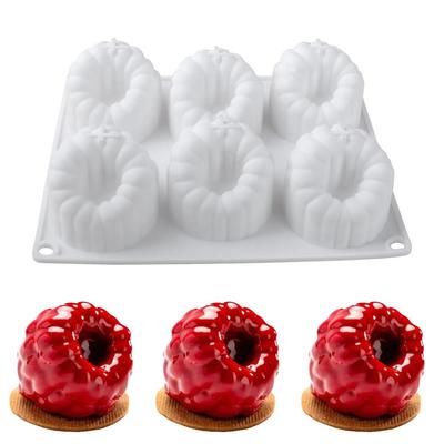 6-Cavity Raspberry Strawberry Fruit Mousse Silicone Cake Molds by Loochu