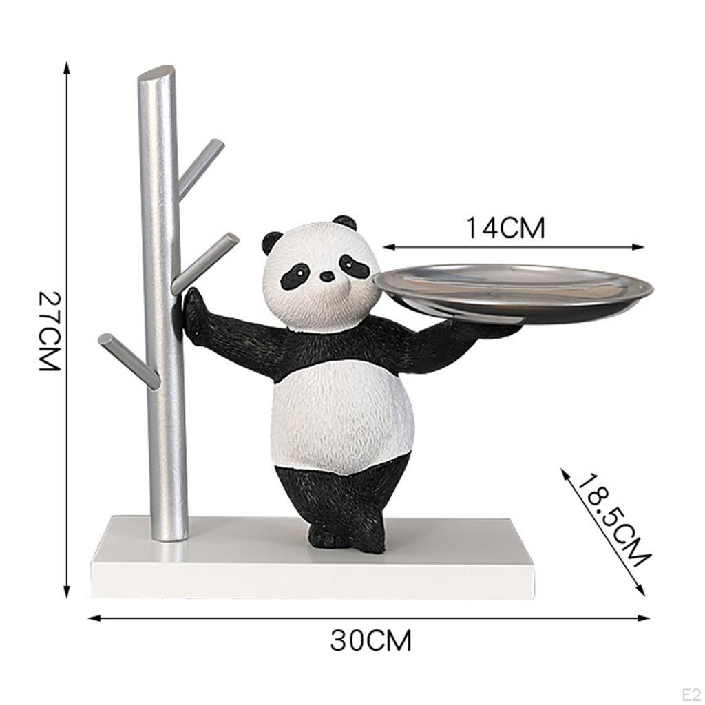 Adorable Panda Resin Figurine Organizer Tray for Home Office Decor