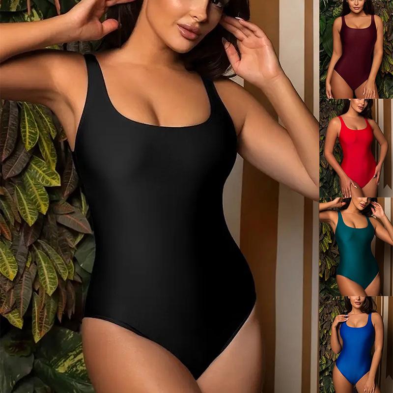 

2024 Shiny U-Neck Backless Women s One-Piece Nylon Swimsuit Medium