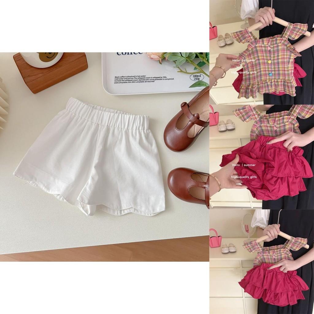 Adorable Korean Style Girls Cotton Two Piece Set For Summer With Sweet Checkered Design