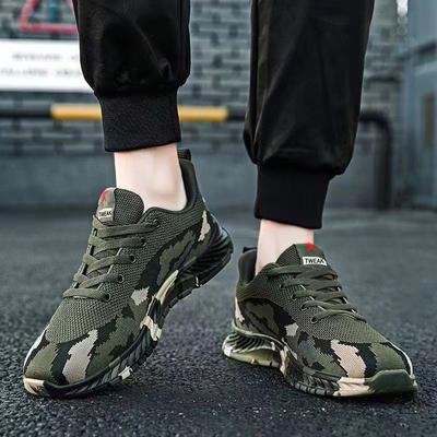 Spring and Summer New Camouflage Fly-woven Sports Shoes Outdoor Mountaineering Casual Shoes Student Military Training Comfortable Training Shoes