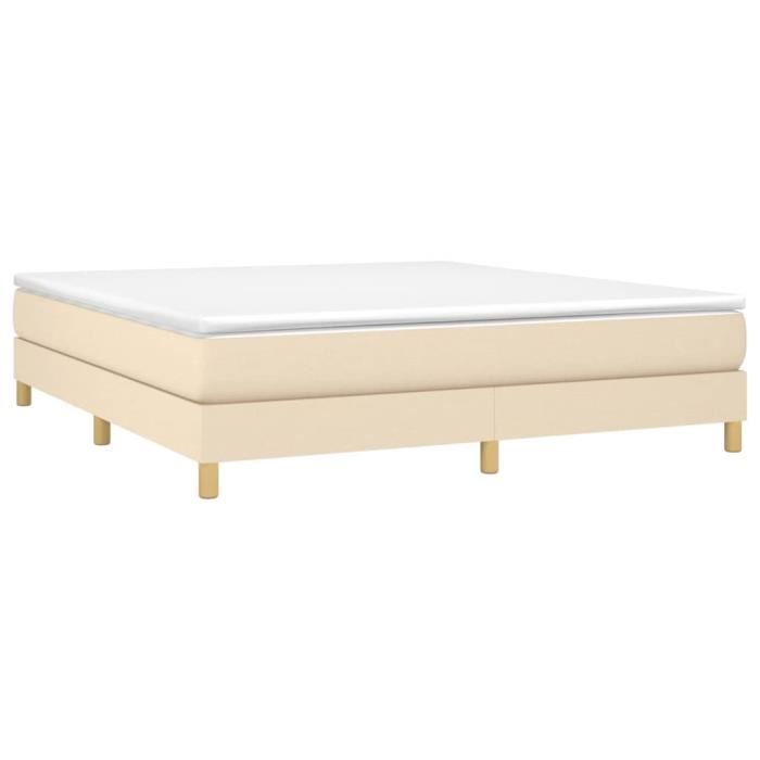 3144188 vidaXL Lit à sommier tapissier avec matelas Crème 160x200 cm Tissu