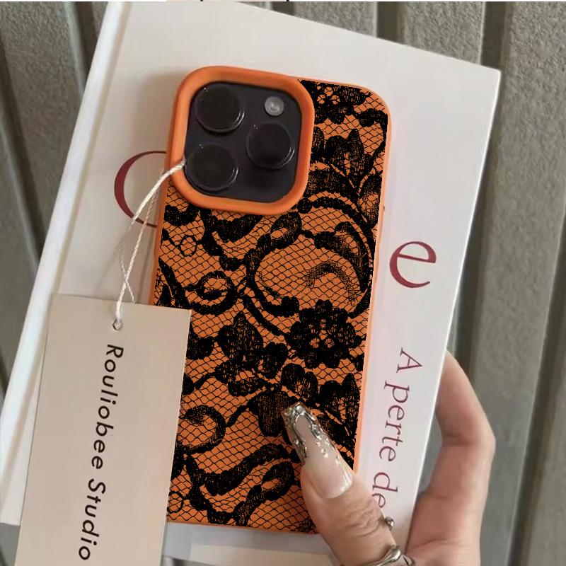 Sexy Lace Pattern Phone Case For IPhone 17 17Air 16 15 14 Plus 13 12 11 17 Pro Max 16 Plus Silicone Bumper Cover Case Funda