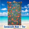 Floral Garden Theme Beach Towel Personalized Custom Name & Text Soft Quick Dry Beach Towel for Swimming Travel