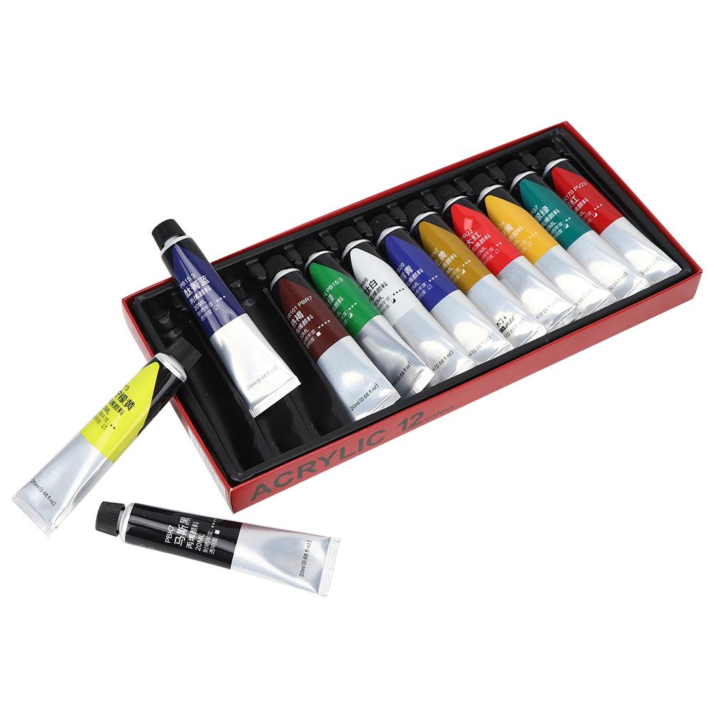 12 Color Acrylic Paint Set Hand Painted Wall Painting Pigment Paint Tube Art Drawing Supplies