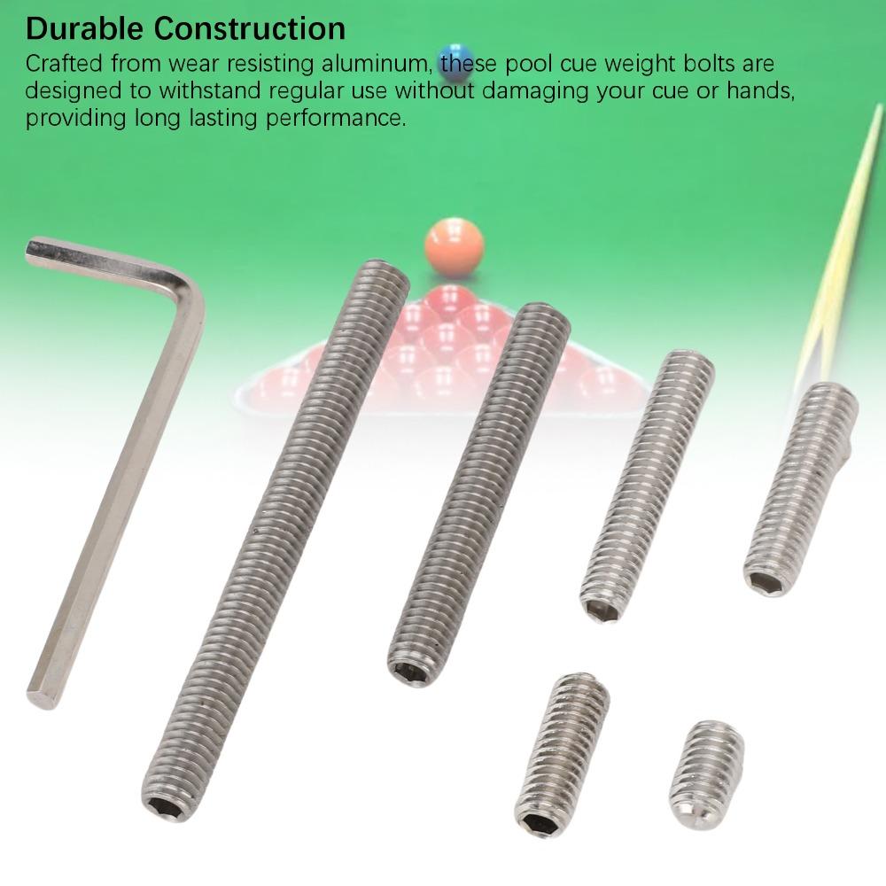 8pcs Black and Silver Pool Cue Weight Set Metal Protective Case Cue Weight Bolt Kit Pool Table Play