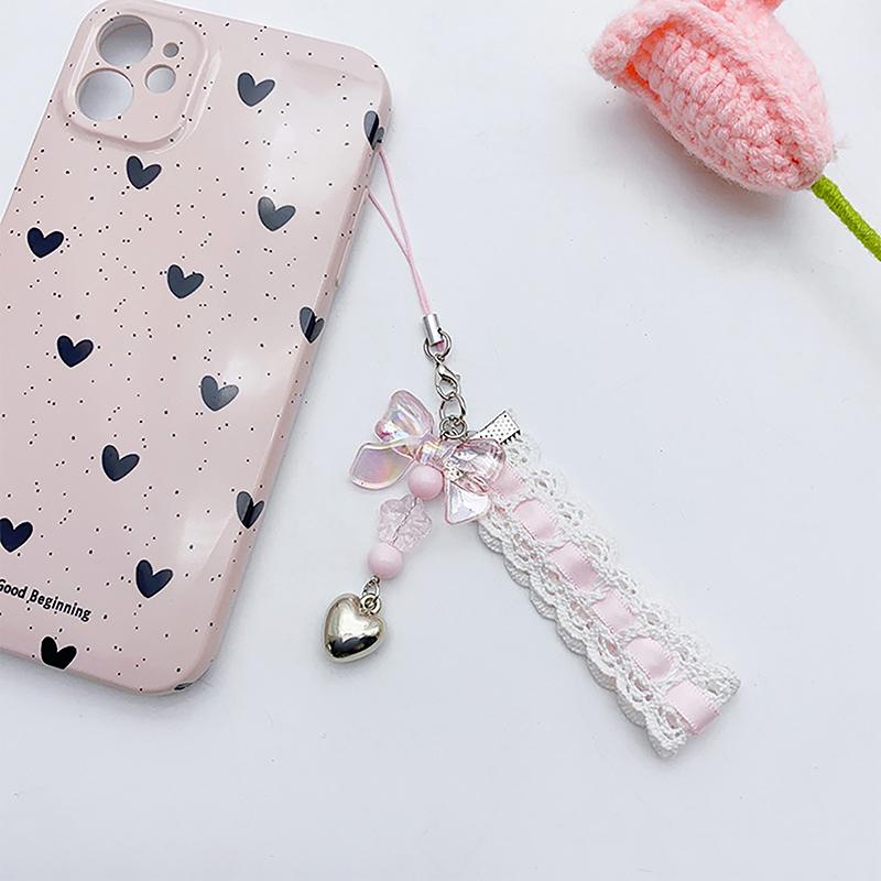 

Милая симпатичная кружевная лента кошачье сердце кулон брелок телефонный брелок для сумки-шнурка украшение для женщин портативные подвески шнурки подарки