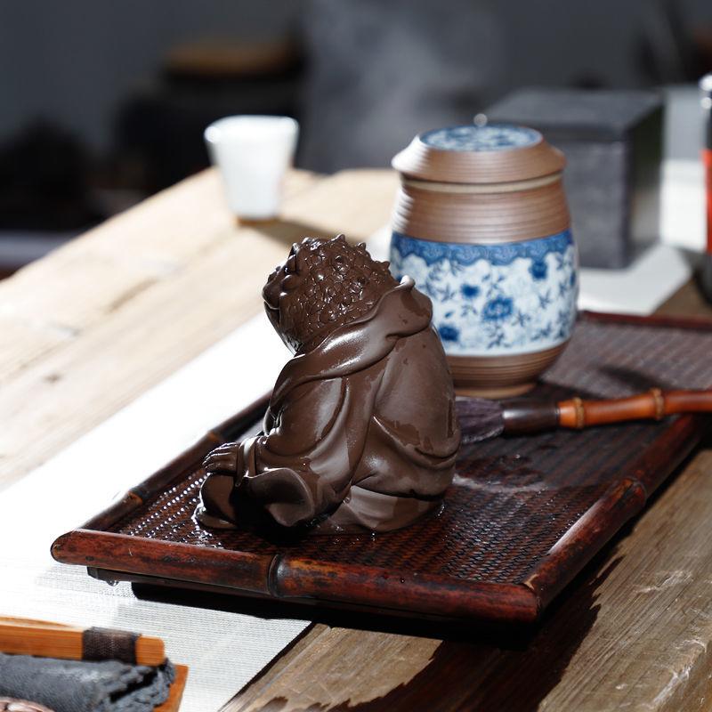 Purple Clay Tea Pet Hand-made Purple Clay Toad Tea Pet Attract Wealth Toad Fairy To Raise Tea Platform Sculpture Zen Decoration