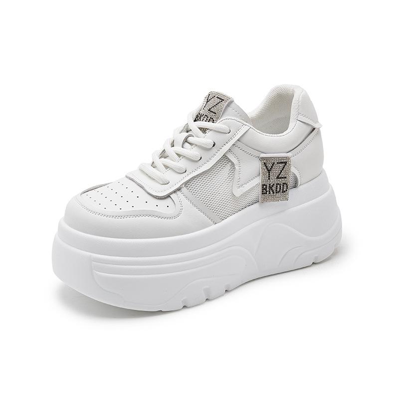 Inner Height-increasing Little White Shoes Women's 2025 Summer New Hollow Mesh Sandals Fashionable Versatile Muffin Thick-soled Women's Shoes