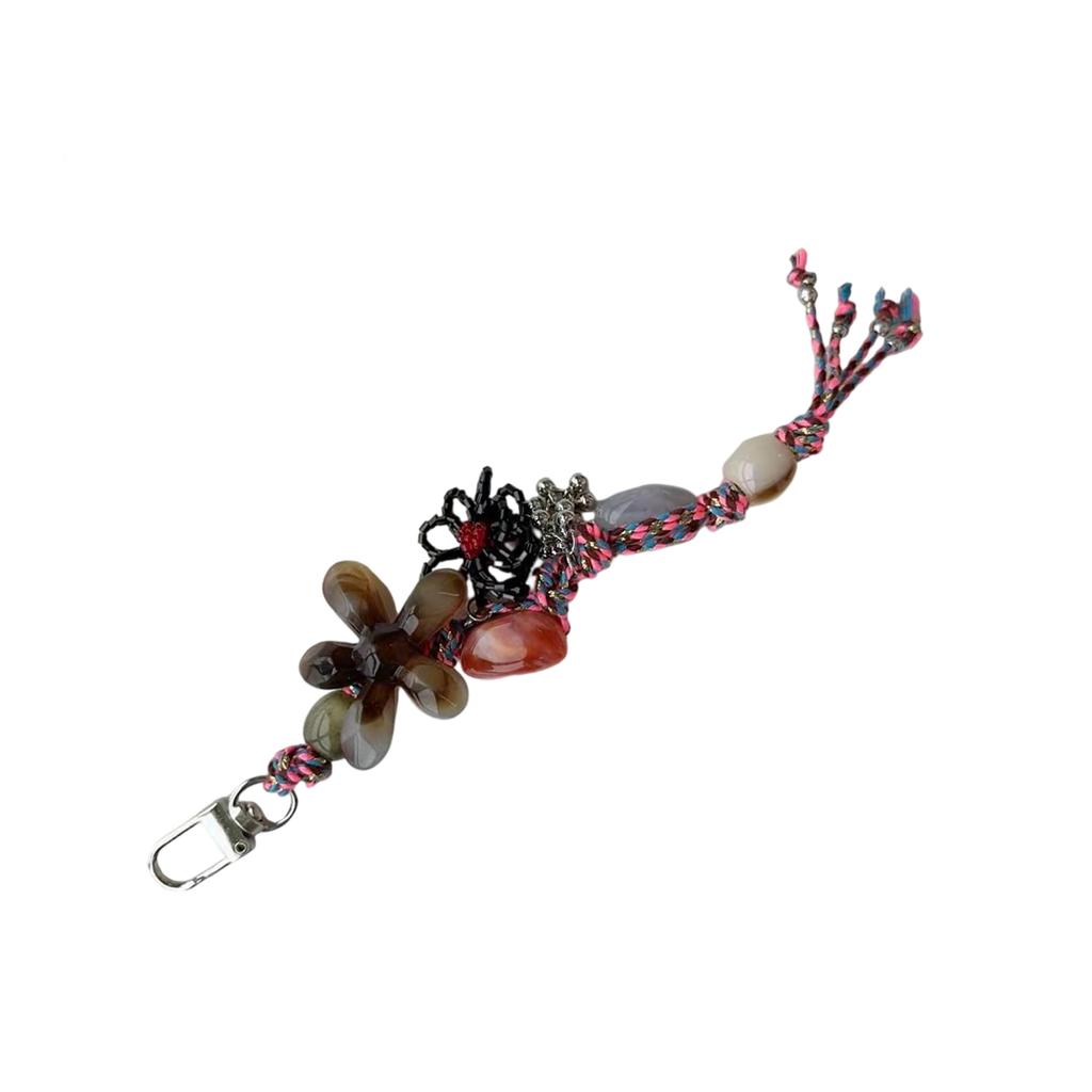 Vibrant Resin Flower Bead Keychain Phone Lanyard with Retro Charm Hanging Accessory for Phone Bag Gift Idea