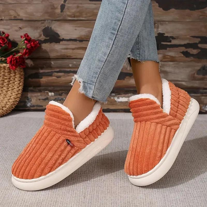 Slippers Women 2025 New Winter Furry Warm shoes Ankles Plush Cozy Slides For Home Indoor Soft Sole Cotton slides women