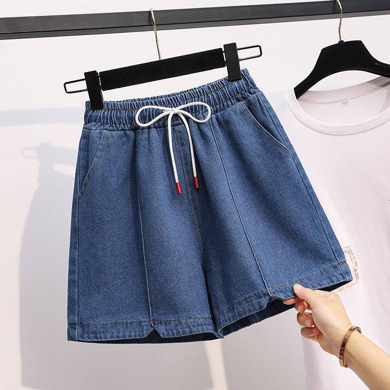 

Женские джинсовые джинсы больших размеров, летние модные тонкие повседневные женские шорты с высокой талией, брюки 4XL светло-синий