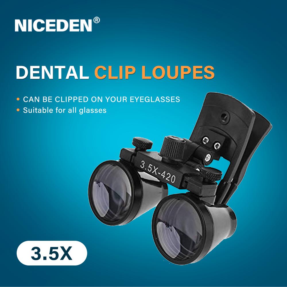 NICEDEN Lightweight Portable Dental Loupe – 2.5X/3.5X Binocular Magnifying Glasses