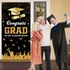 180x90cm Graduates Theme Background Black Gold Happy Graduation Banner  School Party Decor