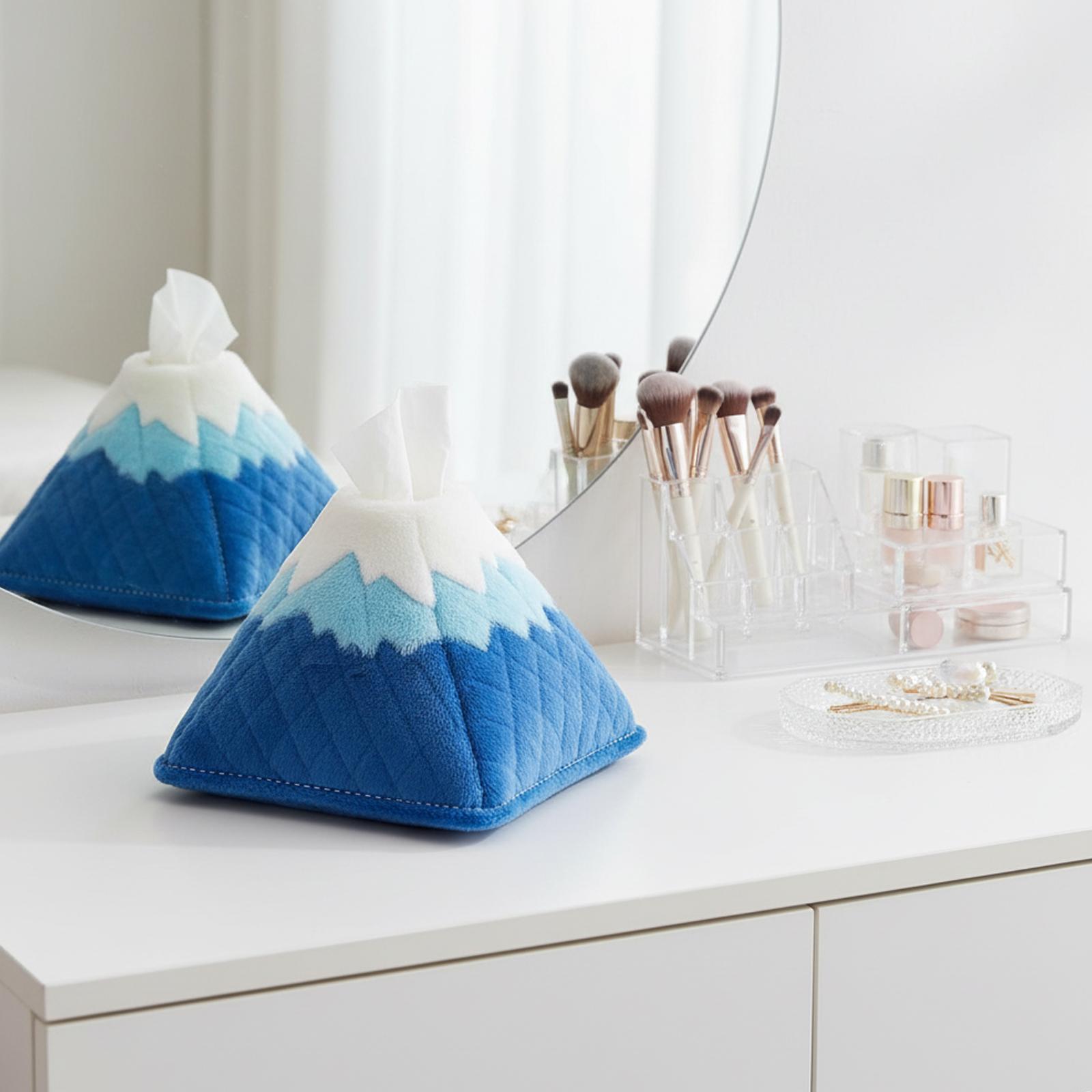 

Stylish Tissue Box Organizer Mountain Inspired Flannel Decorative Holder for Living Room Vanity синий