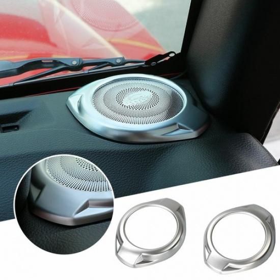 2x Car A-Pillar Speaker Cover Trim Ring For Jeep Wrangler JK JKU 2015-17 Silver