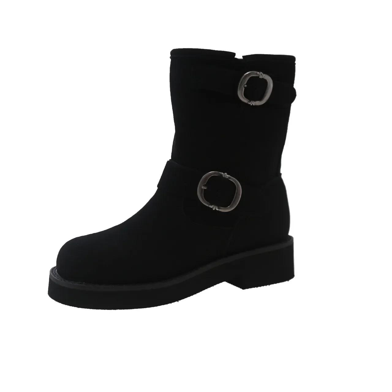 

Модные женские ковбойские сапоги на платформе, женские осенние рыцарские сапоги, модные ботильоны на среднем каблуке, женские ботильоны в стиле ретро, короткие, современные 35 чёрный