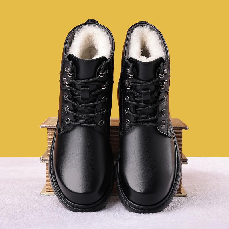 

Мужские зимние мужские ботинки средней и высокой посадки, короткие хлопковые ботинки, зимние ботинки, кожаные ботинки, ботинки мартин 44