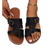 European and American Large Size Belt Buckle Slippers Women's Summer Wear One Word Roman Shoes Beach Cool Slippers Casual Shoes