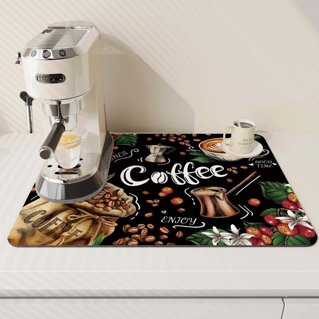 Coffee Machine Suction Mat, Diatom Mud, Kitchen Countertop Drain Mat, Tableware, Dish Mat, Quick-Drying Insulation Coaster