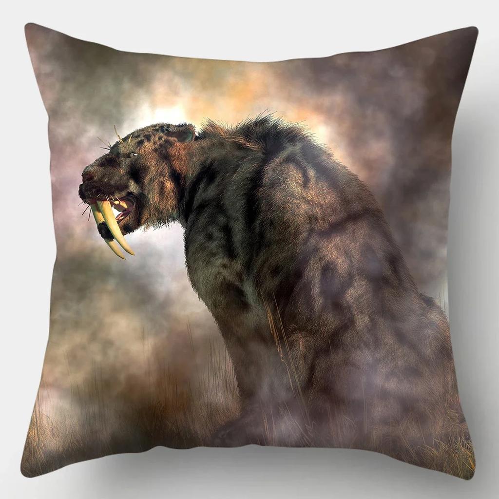45x45cm Kissenbezug Heimdeko Kissenbezüge Sofa Schlafzimmer Wildtier Kissenbezug Kissen Löwe Pferd Tiger Kissenbezug