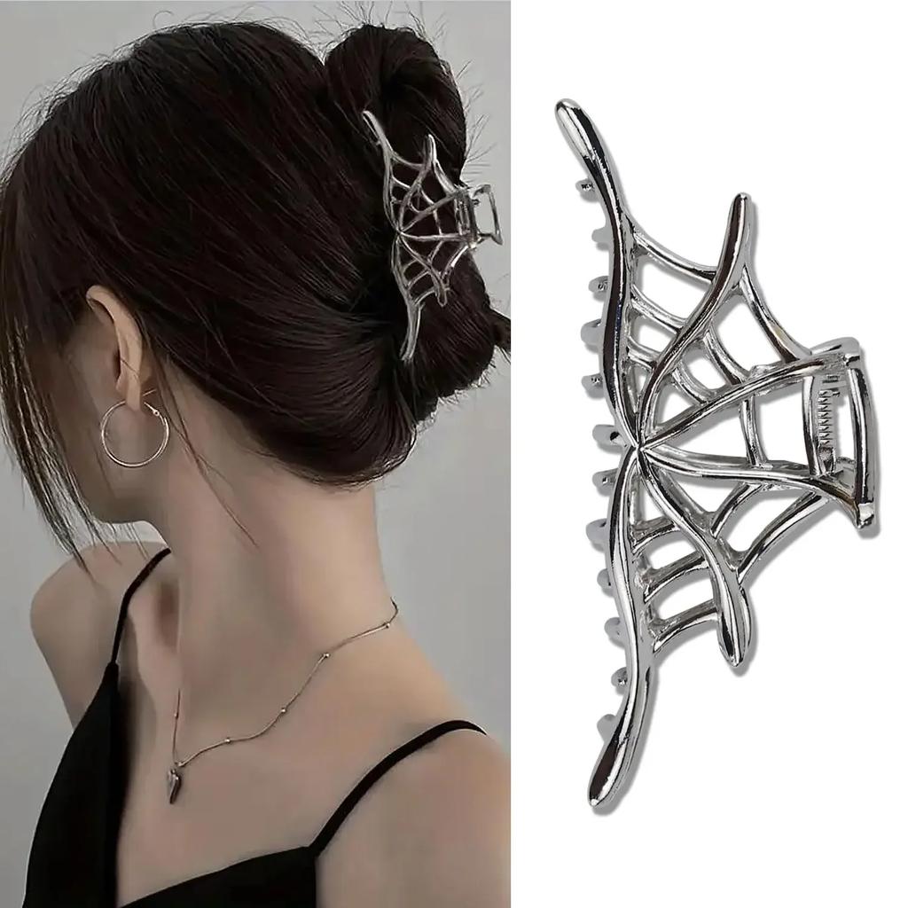 New  Halloween Spider Skeleton Hair Claw Clips for Women Jewelry Accessories Black Silver Gold Large Barrette Party Headwear