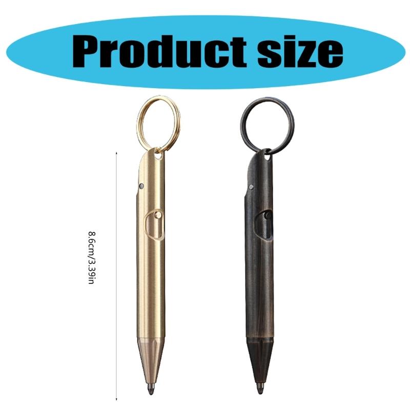 Brass Pocket Pen Keychain Pendant Travel Pen 1.0mm Retractable Ballpoint Pen Gift Pen Writing Pen