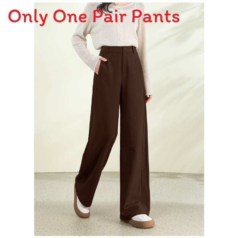Womens Relaxed Tencel Wool Blend High Waist Wide Leg Casual Pants For Office And Weekend Wear