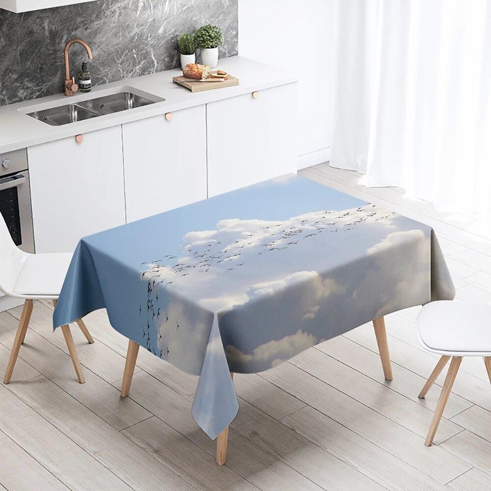 Sunset Migratory Birds Tablecloth Party Restaurant Banquet Decor Stain Resistant Waterproof  Home Table Decoration