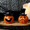 Festive Halloween Room Decor Pumpkin Statue, Resin Spooky Face Figurine for Holiday Seasonal Home Indoor Tabletop, Tiered Tray, Party, Funny Tabletop